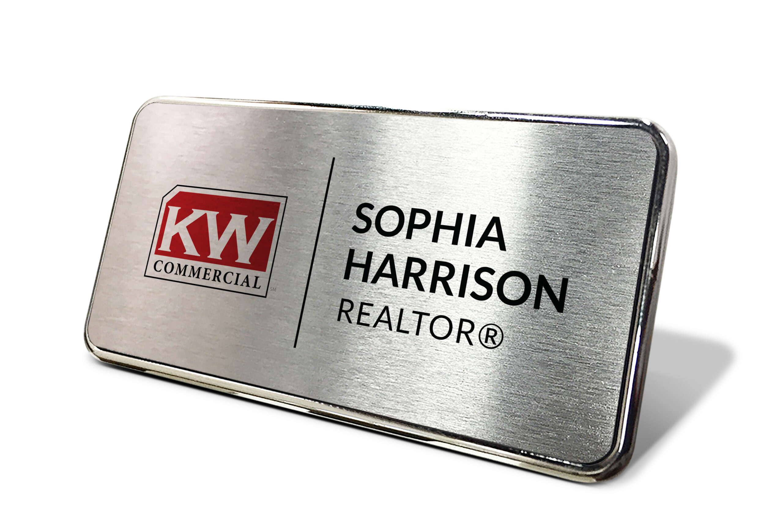 KW Commercial | Framed Name Tag - Silver 1.5x3
