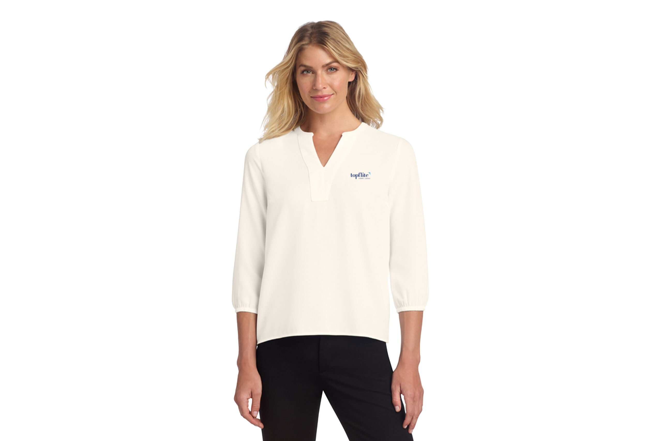 Top Flite Home Loans | Mercer+Mettle® Women's Stretch Crepe Long Sleeve Camp Blouse - Image 3